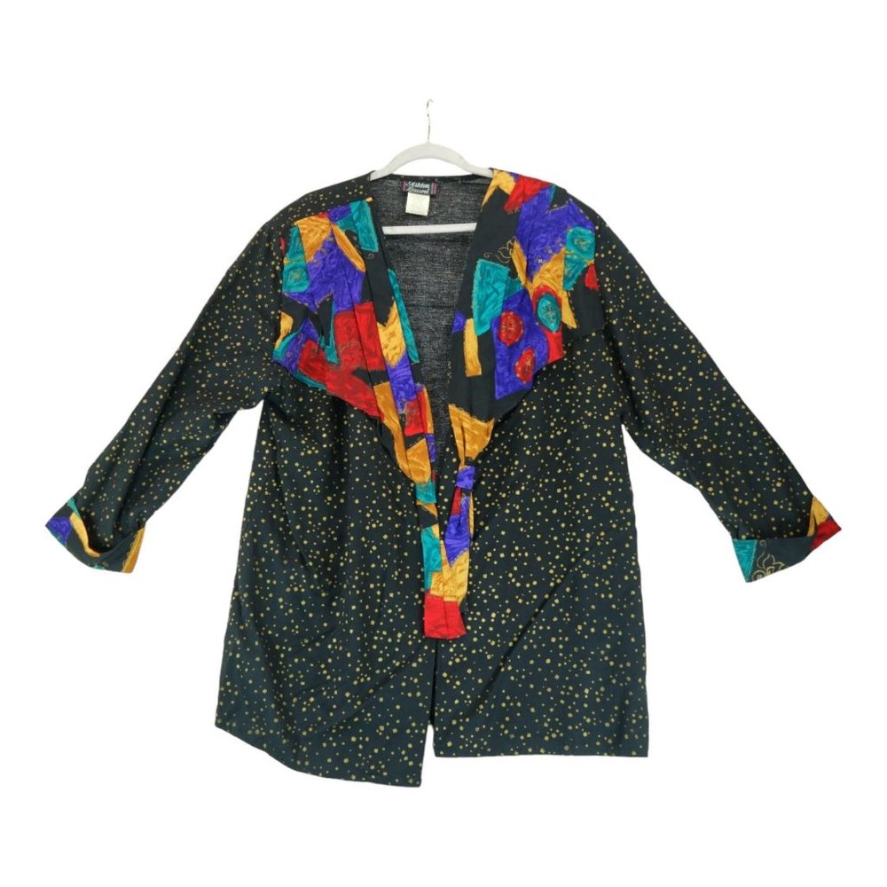Vintage 90s Ashton Laurel Size 20W Crazy Abstract 100%‎ Rayon Button Up Women's